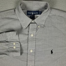 Ralph Lauren Shirt Mens 16 Gray Pony Dress Button Up Long Sleeve