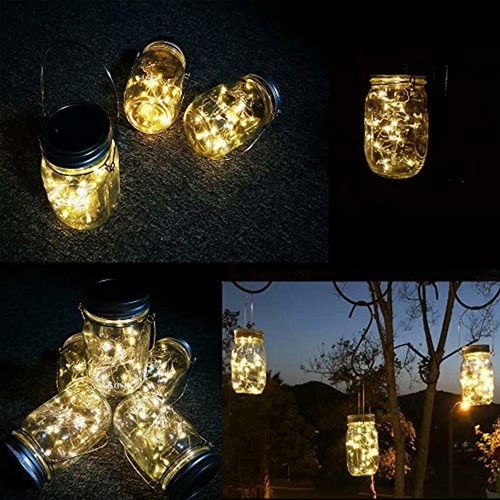 Solar Lantern Christmas Hanging Mason Jars with Lights Firefly Starry Decoration - Picture 5 of 7