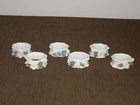 VINTAGE KITCHEN 6 CERAMIC PORCELAIN FLOWERS ROSES NAPKIN RINGS HOLDERS NEW