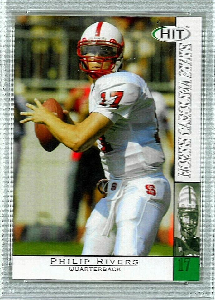 Tarjeta de fútbol americano SA-GE HIT 2004 #17 PHILIP RIVERS RC PSA 10 NFL CARGADORES DE SAN DIEGO Foto 3 de 4