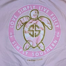 Simply Southern girls pink shirt "Love Simply, Live Full" turtle Youth Large