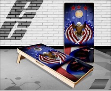 American Flag Wood Eagle Cornhole Boards Bean Bag Toss Game