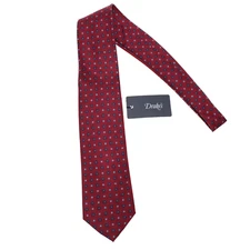 Drake's NWT Neck Tie in Red with Blue & White Floral Print 100% Silk
