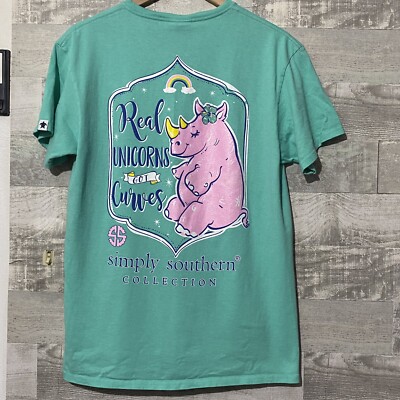 Simply Southern REAL UNICORNS GOT CURVES Funny Comic Tee Shirt Ladies  MEDIUM