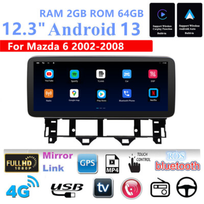 12.3'' Autoradio GPS Navigation Player WIFI FM DAB Für Mazda 6 2002-2008 Carplay