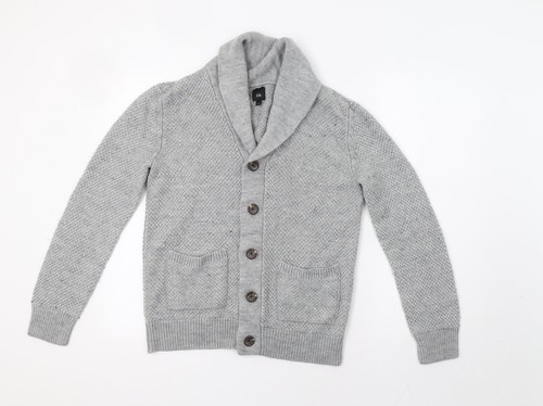 River Island Damenpullover grauer Kragen Acryl-Cardigan Größe S