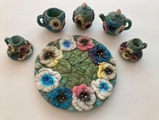 Young's International 10 Piece Multicolor Pansies miniature tea set