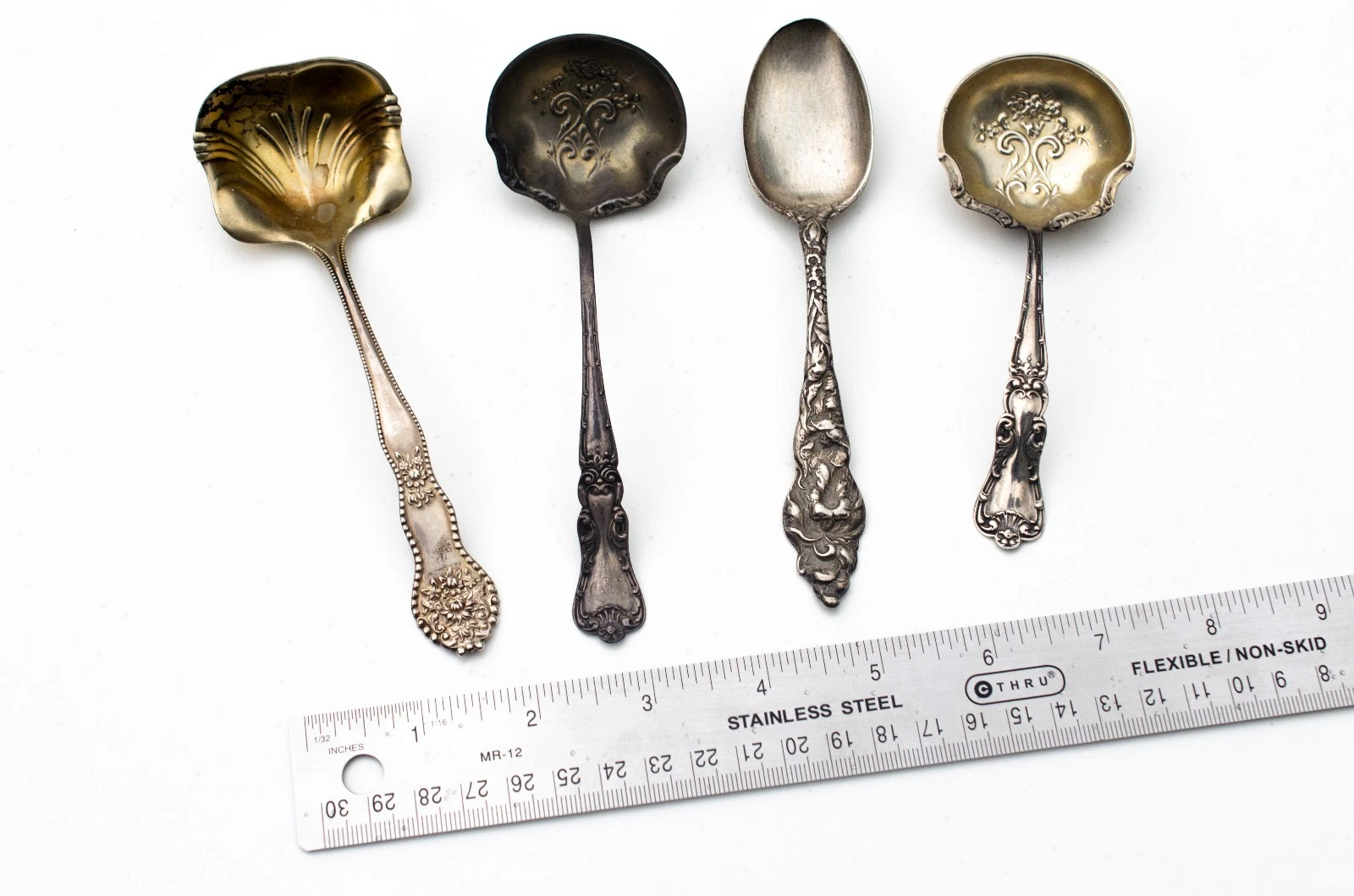 4 VTG Sterling Silver Spoons/Ladles Gravy Sauce Soup Pat Appld For N Design