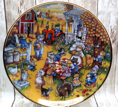 Purrfect Feast By Bill Bell Franklin Mint Heirloom Coll. Porcelain Plate 8'' Cats