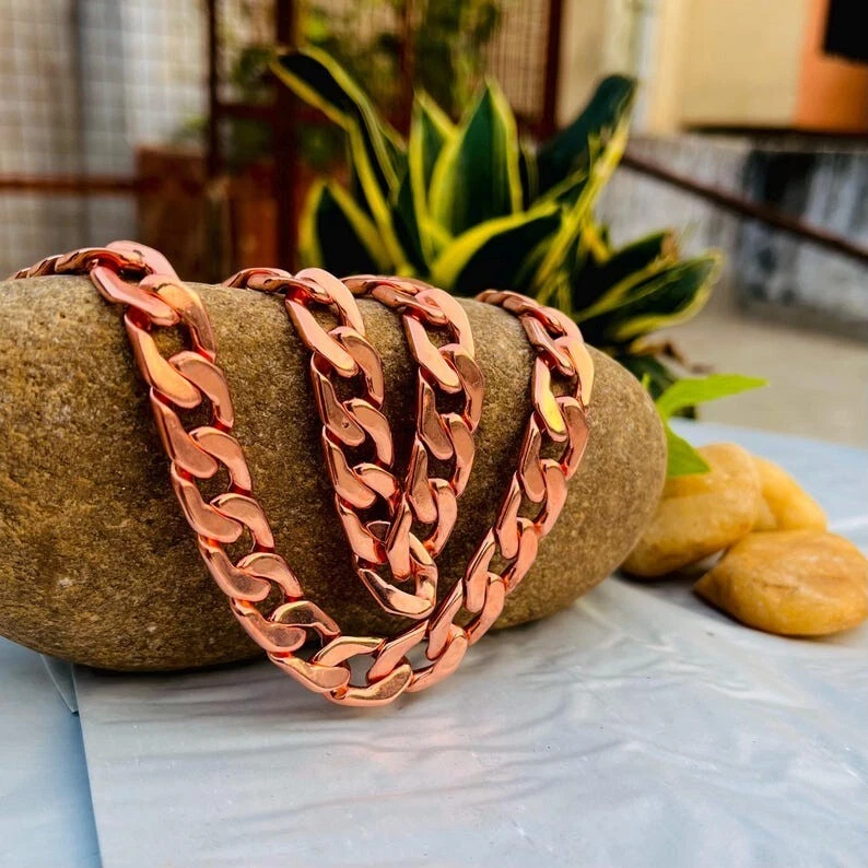 100% Solid Pure Copper Rope Chain Designer Link Chain Necklace Jewelry All Size - Image 4 of 4