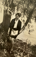 Beautiful Girl on a Tree Pretty Attractive Young Woman Soviet Vintage Photo USSR