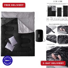 Tuphen Double Sleeping Bag for 2 Adults 3 Season with 2 Pillows