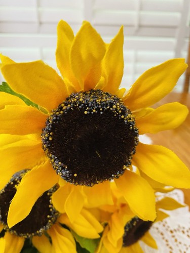 Silky Set of 3 Sunflower Bouquet Yellow Black & Green Leaves 16" - Picture 6 of 10