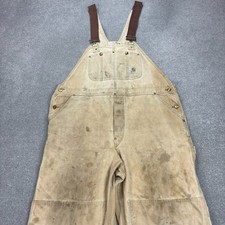 Carhartt Dungarees Adult 40x30 Tan Overalls Bib Double Knee Canvas Duck Men 