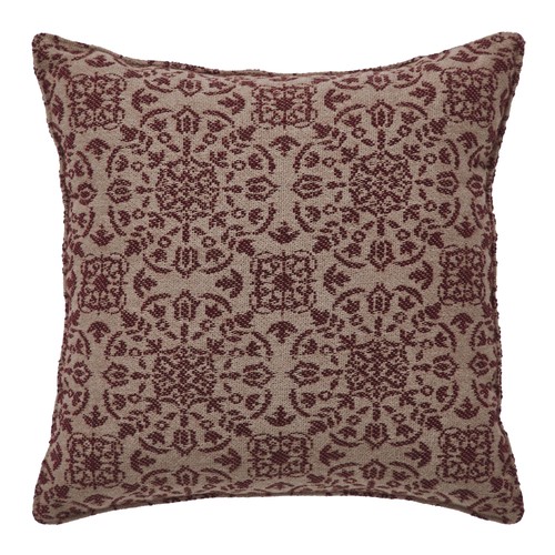 Custom House Burgundy Tan Jacquard Pillow 9x9 - Picture 3 of 6