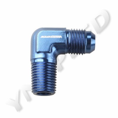 US SHIP -6 AN 6AN AN6 Male To 1/4'' NPT 90 Degree Aluminum Fitting Adapter Blue