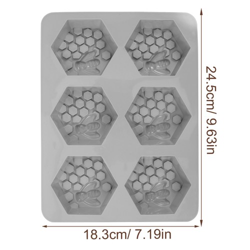 6 Hohlräume 3D Biene Wabe Seifenform Silikon Backform Kuchenform Keks - Bild 9 von 12