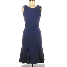 Zac Posen Navy Sleeveless Fit Flare Dress Tea Length Stretch Size 2