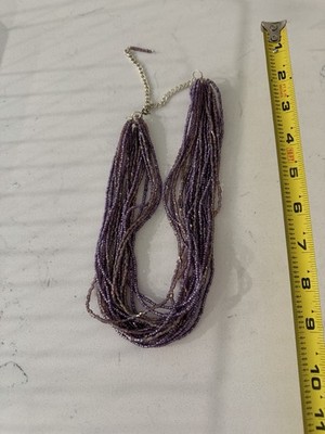Light Purple Multi Strand Adjustable Seed Bead Beaded Necklace. Handmade