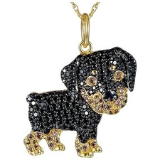 Rottweiler Pendant Necklace, Black Metal Chain, 1 Piece