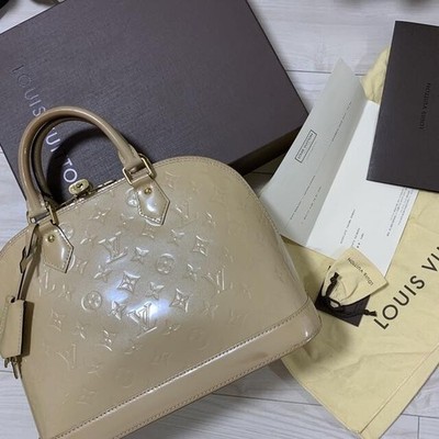 Louis Vuitton Monogram Vernis Alma PM Handbag Beige LV Auth From Japan Used Rare