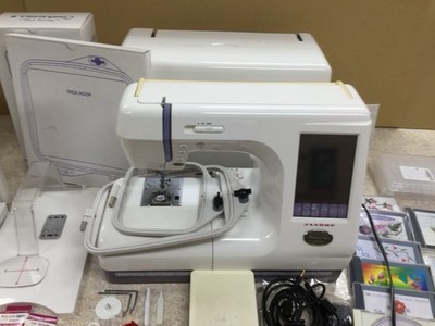 Janome Memory Craft 10000 Sewing Embroidery Machine Loaded w/ Extra Accessories