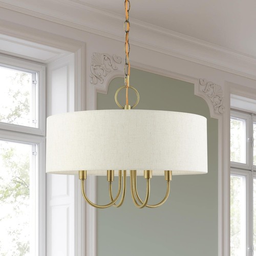 Livex Lighting 4 Light Antique Brass Pendant Chandelier, 18 x 18 x 13.63 - Picture 6 of 8