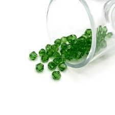 6x6mm Green Bicone Beads, Imitation Crystal, Grade AA - US Seller