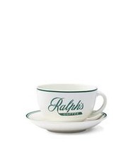 Ralph  s Coffee Cup  Saucer Latte Cappuccino Cafe Ralph Lauren White Green NEW