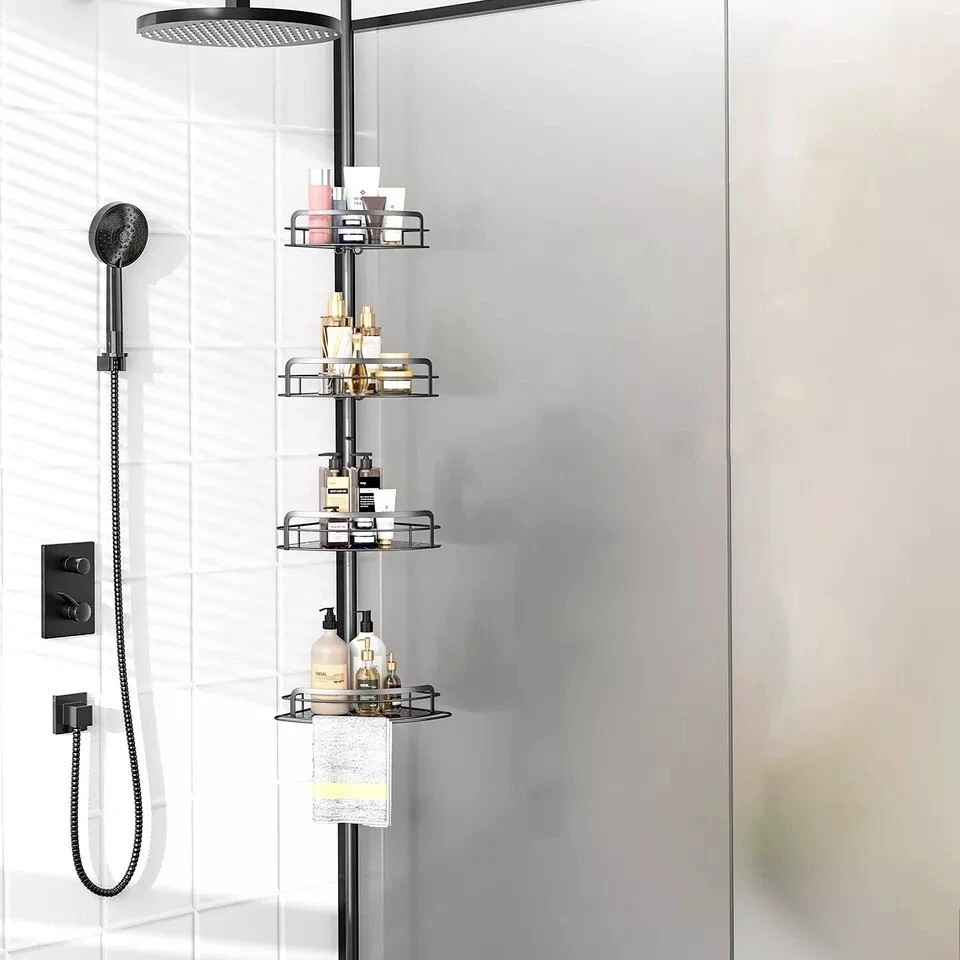 Rust-Resistant Corner Shower Caddy For Bathroom 4 Height Adjustable Shelves With
