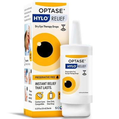 Optase HYLO Dry Eye Drops, 0.33 fl oz (10ml), 300 Doses - Preservative Free E...