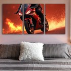 3pcs Man On Red Motorcycle Wall Art Canvas Unframed/Framed