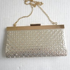 Vtg La Regale Gold Metallic Crystal Lattice Evening Clutch Detach Chain Strap Vtg La Regale Gold Metallic Crystal Lattice Evening Clutch Detach Chain Strap