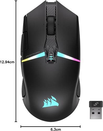 Corsair Gaming Nightsabre Wireless Gaming Maus RGB USB/Bluetooth iCUE - Bild 1 von 8