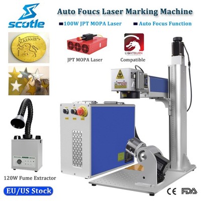 100W Auto Focus JPT Mopa Fiber Laser Marking Engraver Machine With Air Purifier