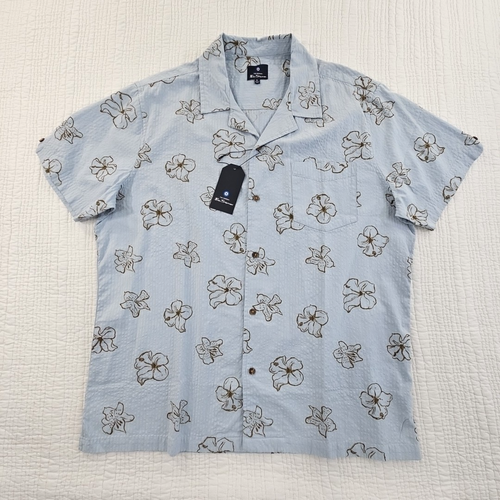 NUEVA Camisa Ben Sherman Manga Corta Para Hombre XL Azul Floral Texturizada Nueva con Etiquetas Precio de venta sugerido por el fabricante $100 - Imagen 1 de 17