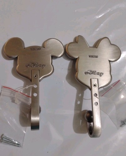 Disney Mickey Mouse & Minnie Pewter Wall Hook Coat Towel Hanger 5"Lx3"W Solid - Picture 5 of 7