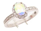 925 Sterling Silver Vintage Ring Oval Mystic Topaz Halo Diamonds  Sz 8 RG28882