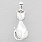 Ragdoll Cat White Fire Opal Silver Jewelry Women Necklace Pendant
