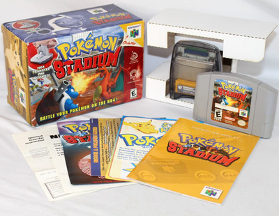 Pokemon Stadium N64 Complete CIB Great Condition w/ Transfer Pak & ALL INSERTS!