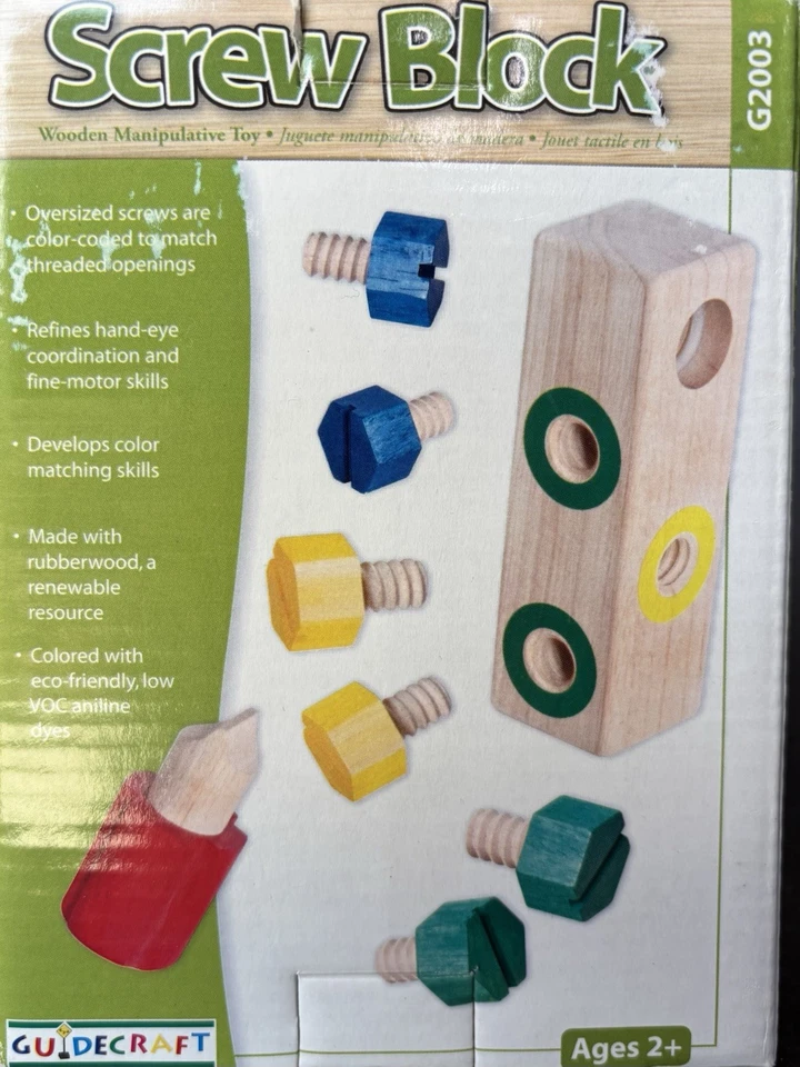 Guidecraft Screw Block #G2003 NEW LEARNING TOY Fine motor skills - Image 3 of 3