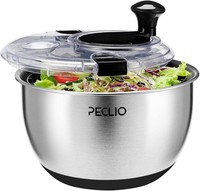 Salatschleuder Edelstahl Kurbelantrieb Rutschfest SpüLmaschinengeeignet 4,5L