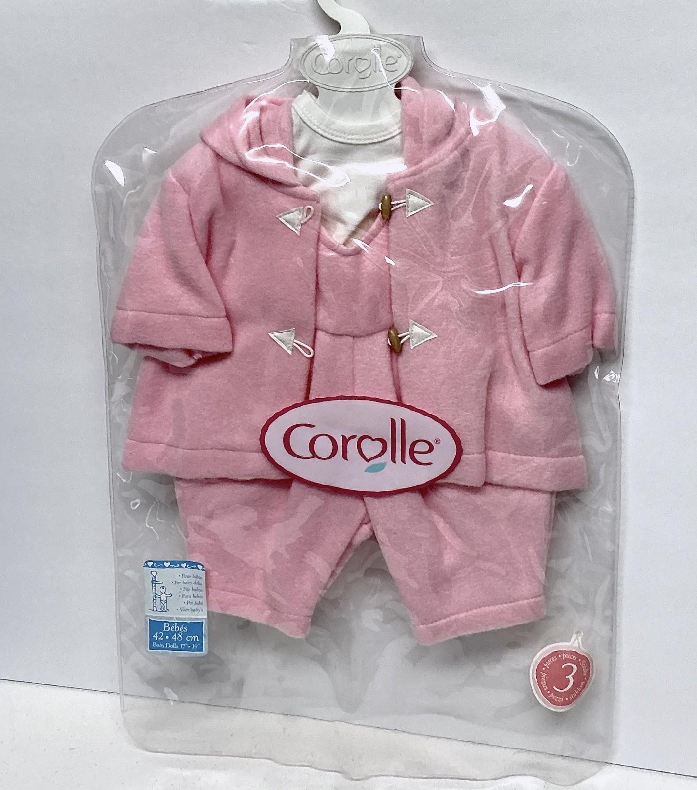 Corolle Pink Fleece Overalls & Jacket Outfit for 17" Baby Doll Clothing