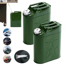 2pcs Jerry Can 5 Gallon 20l Can Metal Tank Emergency Backup Off-road