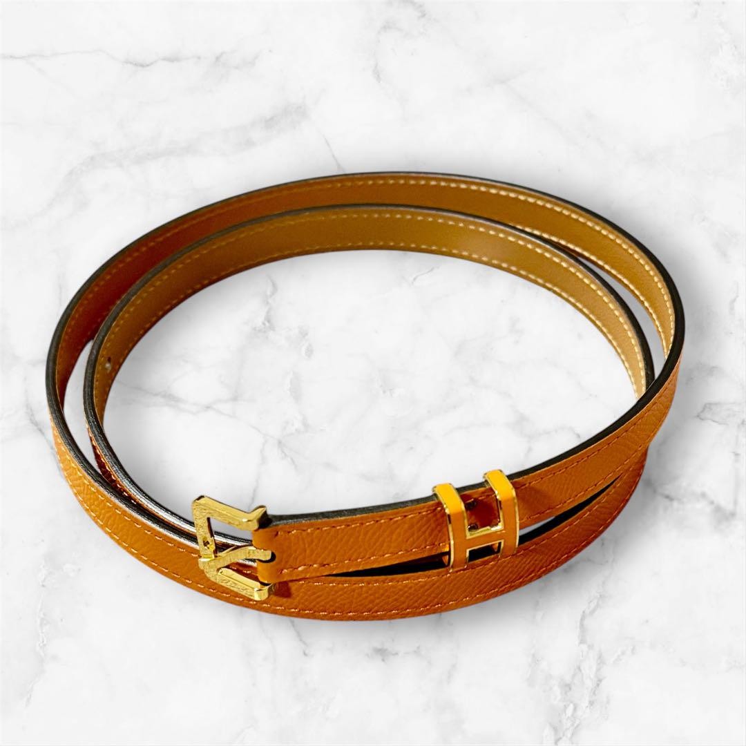 HERMES Pop 15 Belt in Orange Soie Size 85