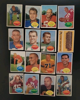 1960 Topps Football Starter - 16 Card Lot - John Crowe | Eagles Team Card