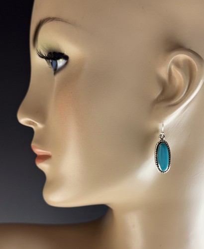 Pendientes artesanales de turquesa de ley y Kingman - Imagen 3 de 5