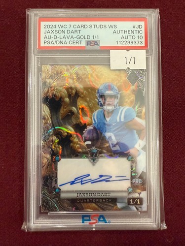 Jaxson Dart 2024 Wild Card Studs Gold Lava Auto 1/1 Rookie PSA 10 Auto Grade