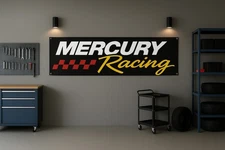 Mercury Racing Outboard Motor Flag 71x24" Marine Motorsport Garage Banner