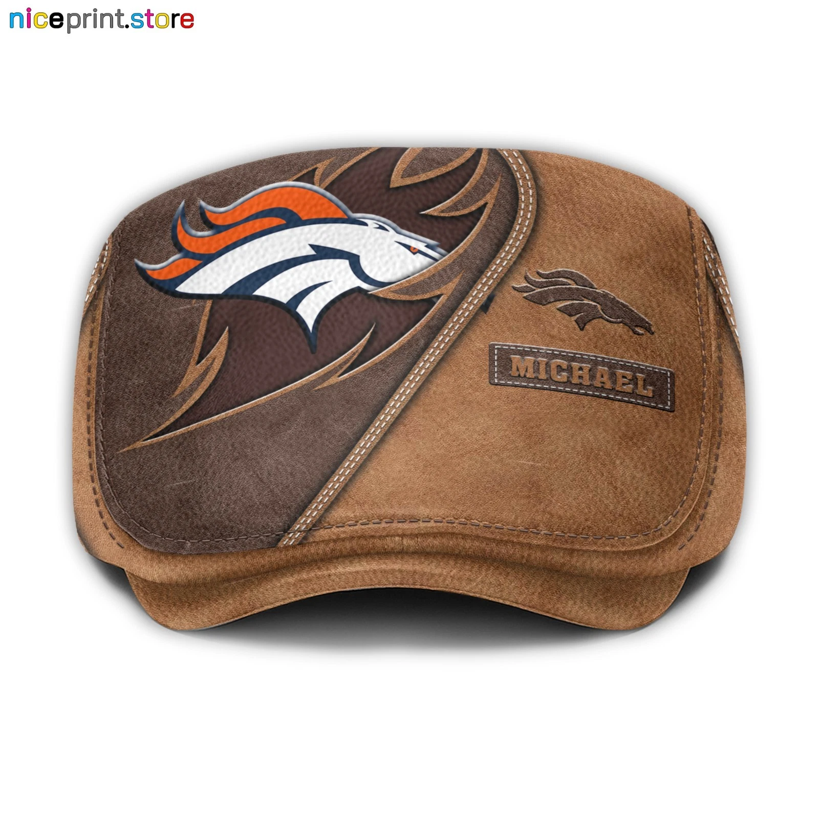 Leather Cap Denver Team Broncos Jeff Cap football Newsboy Cap Golf Cap football Flat Cap